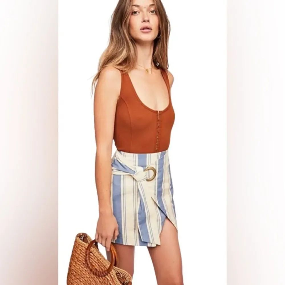 Free People Linen Wrap Mini Skirt